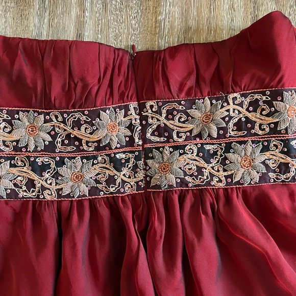 Kay Unger Metallic Red Chiffon Halter Ball Gown - Size 4 - Picture 8 of 12